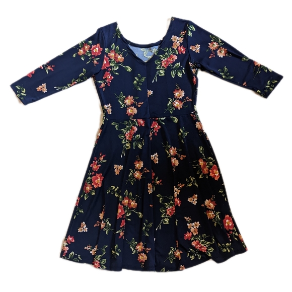 Vintage Fun Floral Dress Stretchy Fit and Flare Skater Dress - Picture 2 of 7